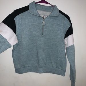 blue zipper collared sweater